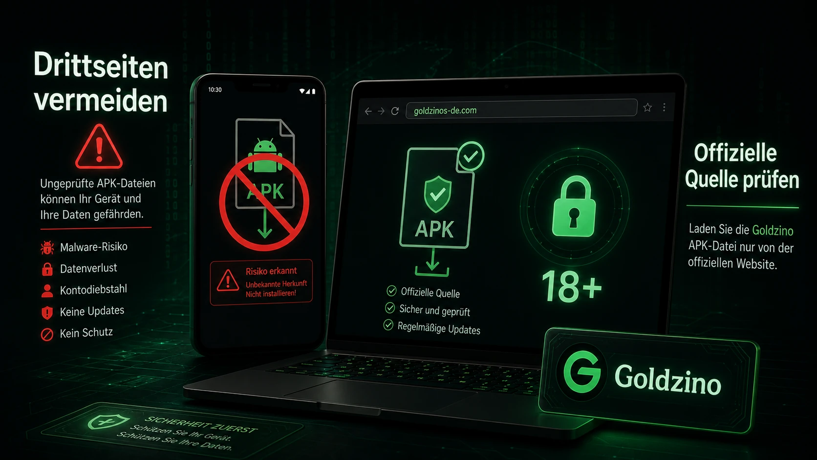 Goldzino APK und Risiken von Drittseiten